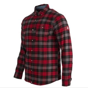 Canada Weather Gear Mens Flannel Button-Down Chambray Lined Collar Red/Black/Gra